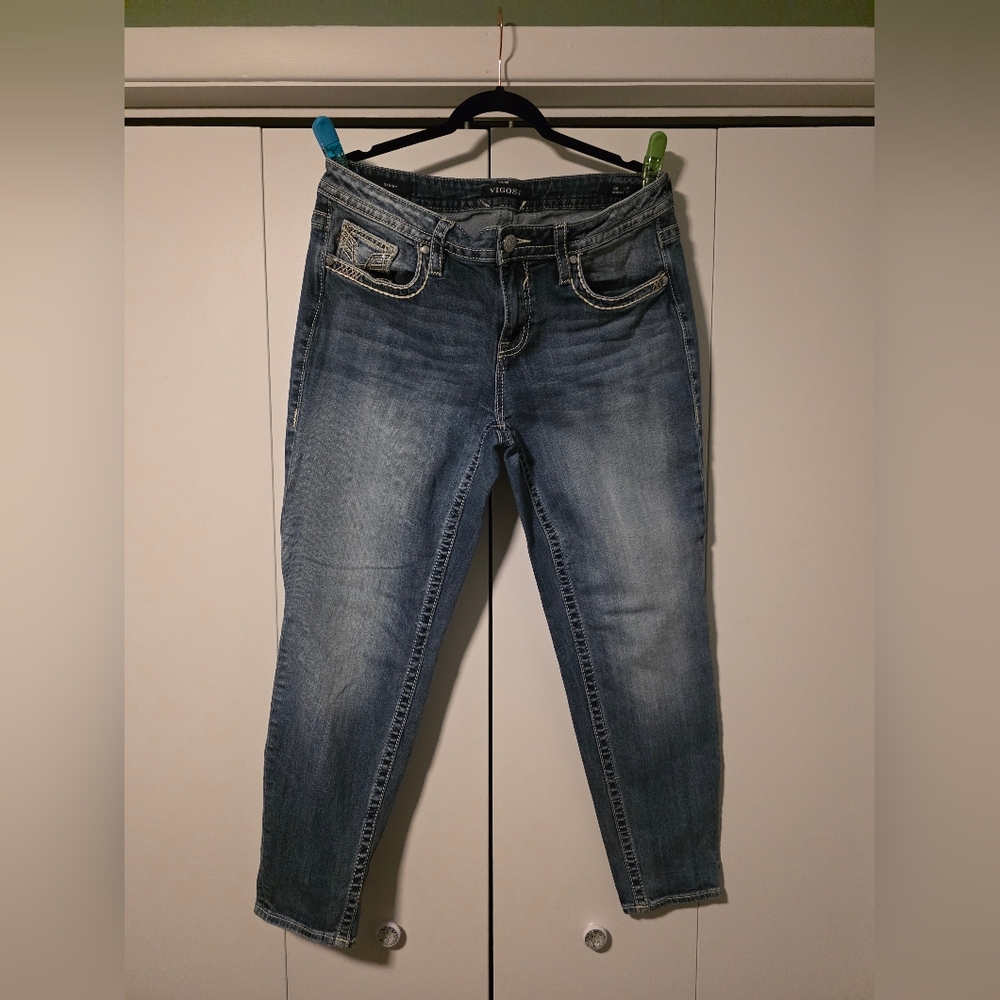 Vigoss Blue Boot Cut Jeans with Embellished Pockets